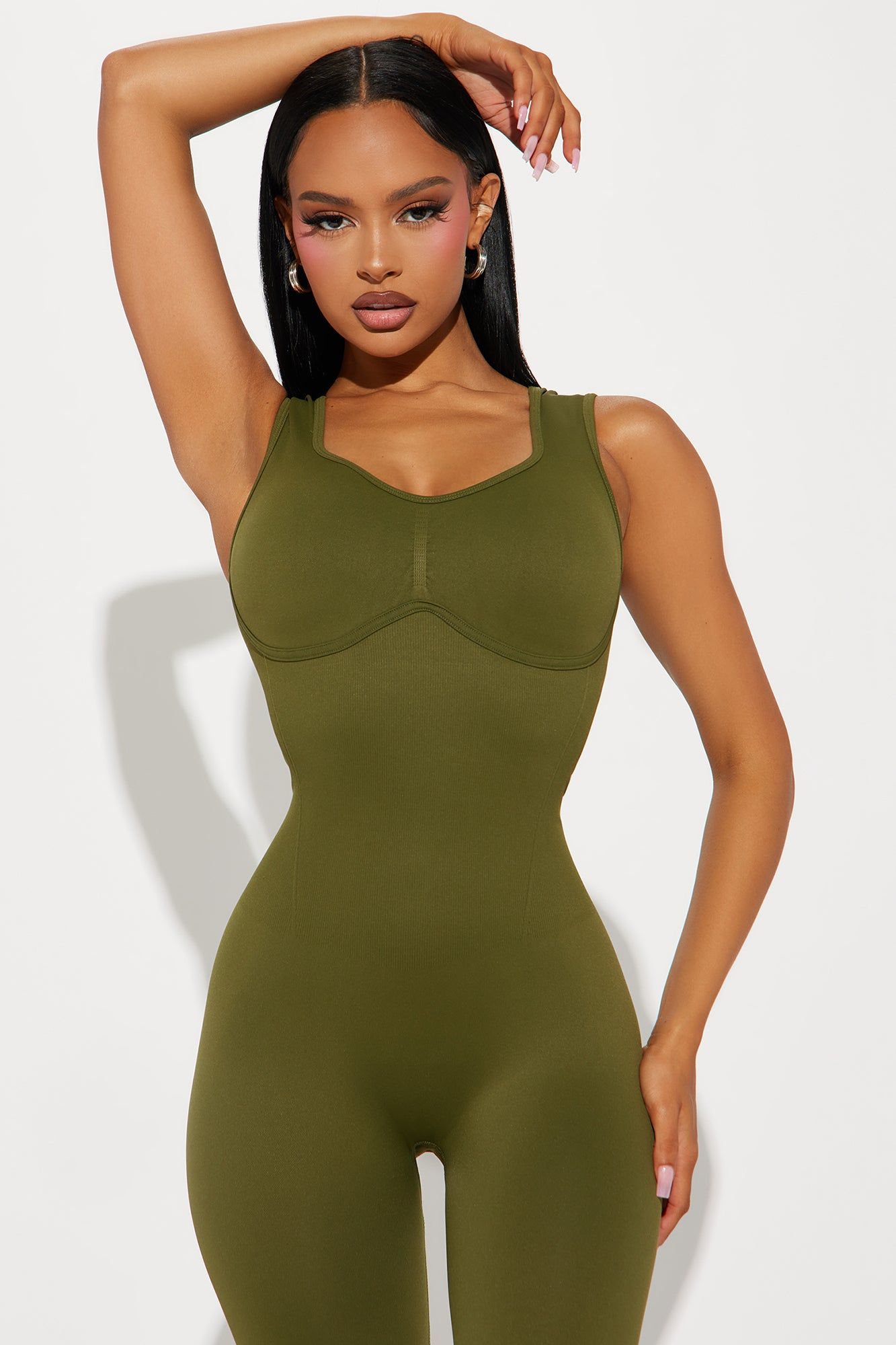 Core Strength Seamless Ribbed Active Jumpsuit - Olive sold by Fashion Nova product image thumbnail 3