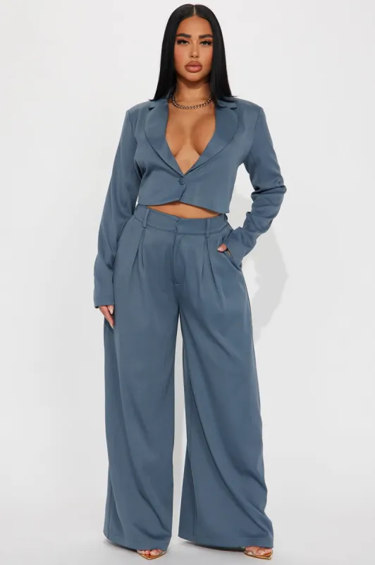 Straight To Business Blazer Set - Blue sold by Fashion Nova