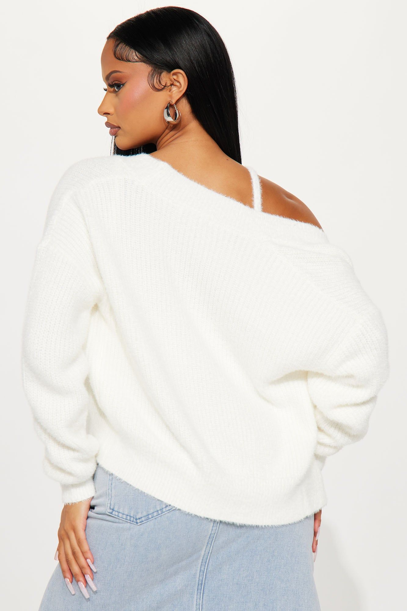 Can't Stop Love Fuzzy Sweater Set - Ivory sold by Fashion Nova product image thumbnail 3