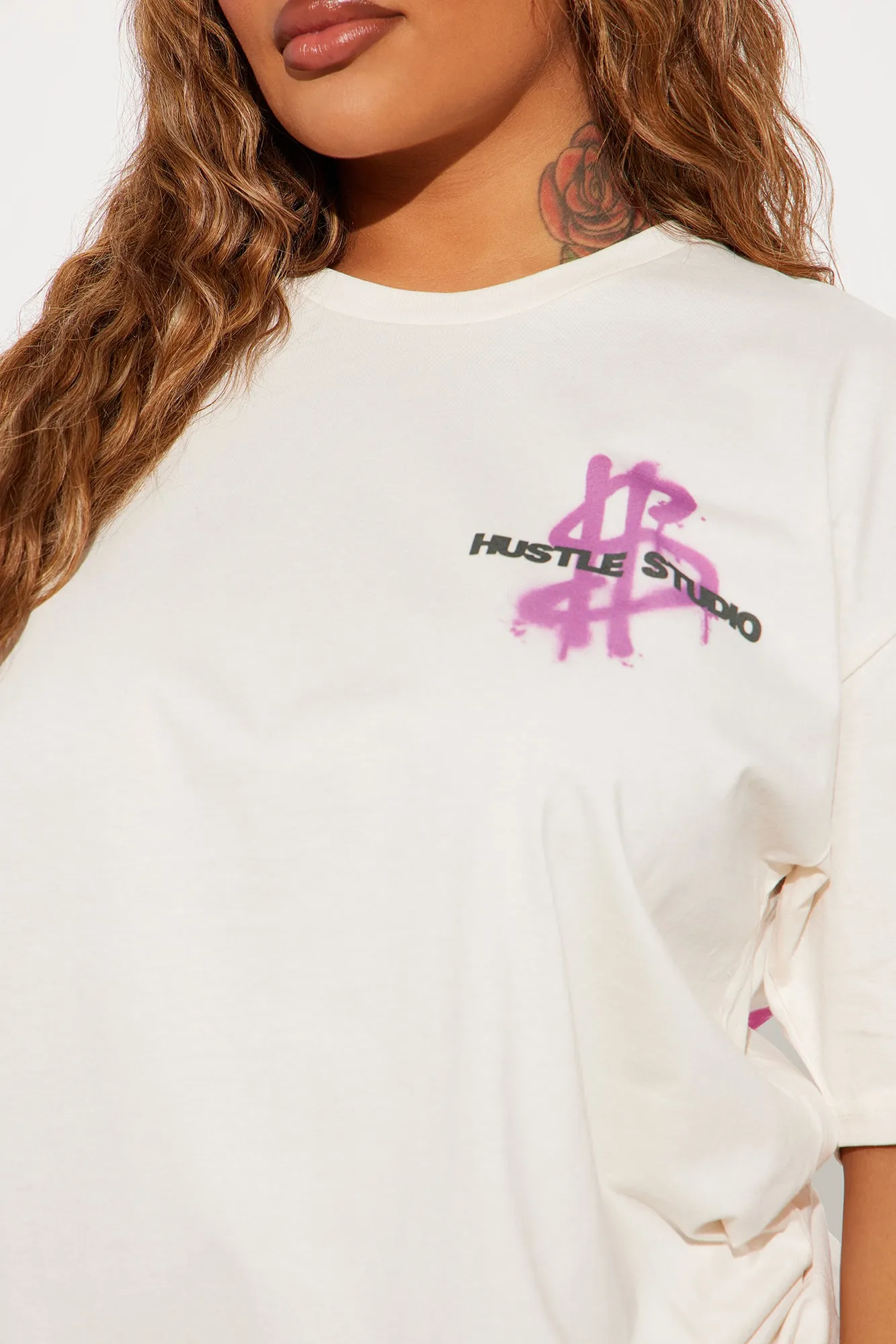 Wake Up And Hustle Tshirt - Off White sold by Fashion Nova product image thumbnail 3