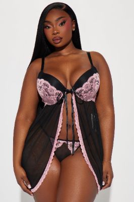 By Your Side Mesh Babydoll - Black/combo sold by Fashion Nova