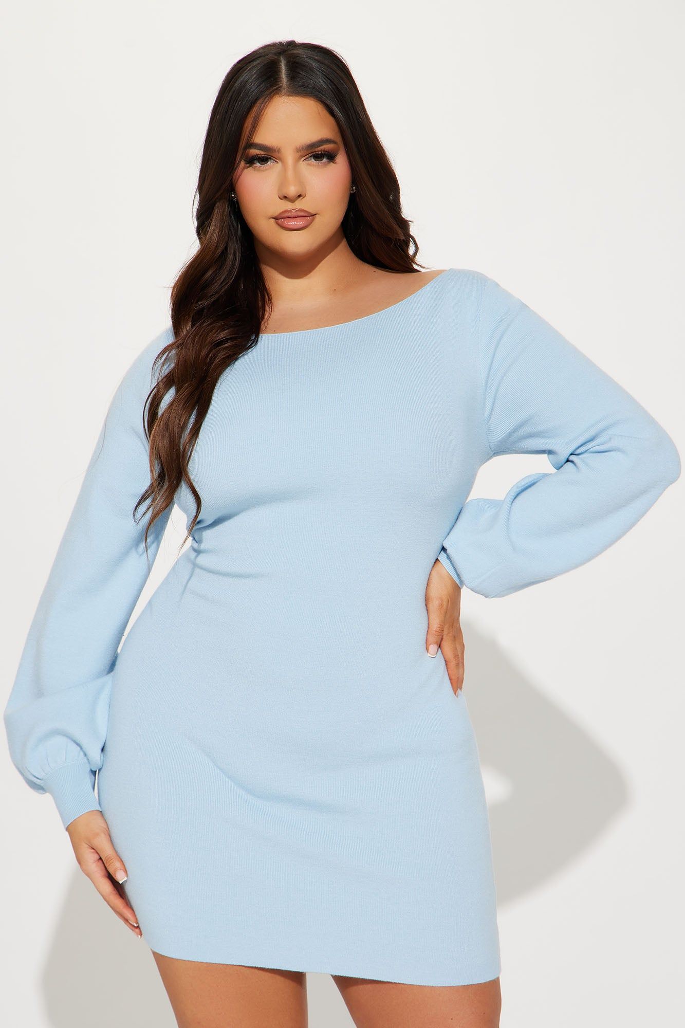 Clara Sweater Mini Dress - Light Blue sold by Fashion Nova product image thumbnail 4