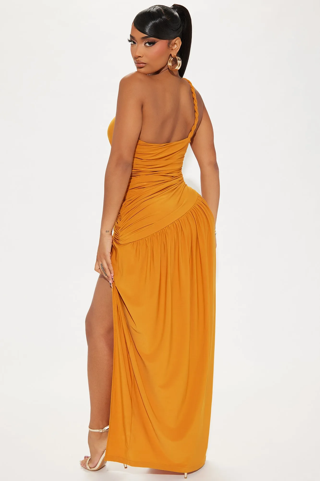 Alessia Ruched Maxi Dress - Cognac sold by Fashion Nova product image thumbnail 3