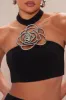 Adeline Embellished Rose Pant Set - Black sold by Fashion Nova