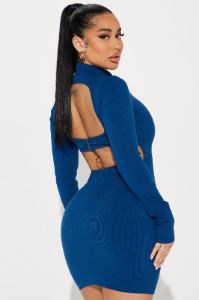 Iris Snatched Mini Dress - Navy sold by Fashion Nova