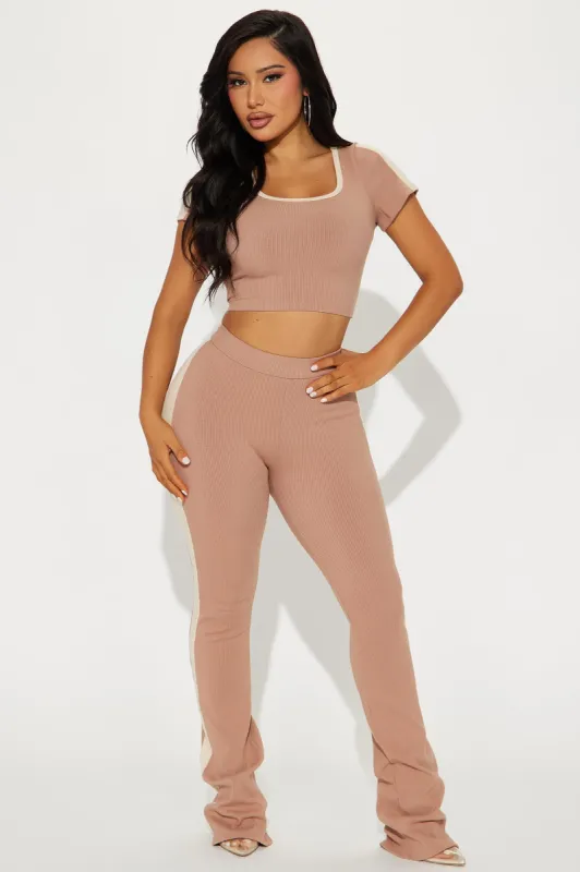 Callie Snatched Pant Set - Mocha/combo sold by Fashion Nova