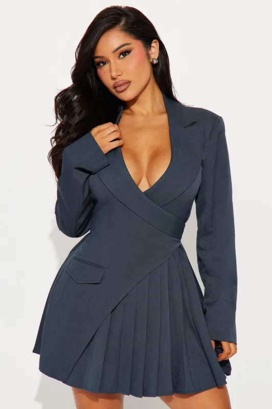 Delani Mini Blazer Dress - Charcoal sold by Fashion Nova