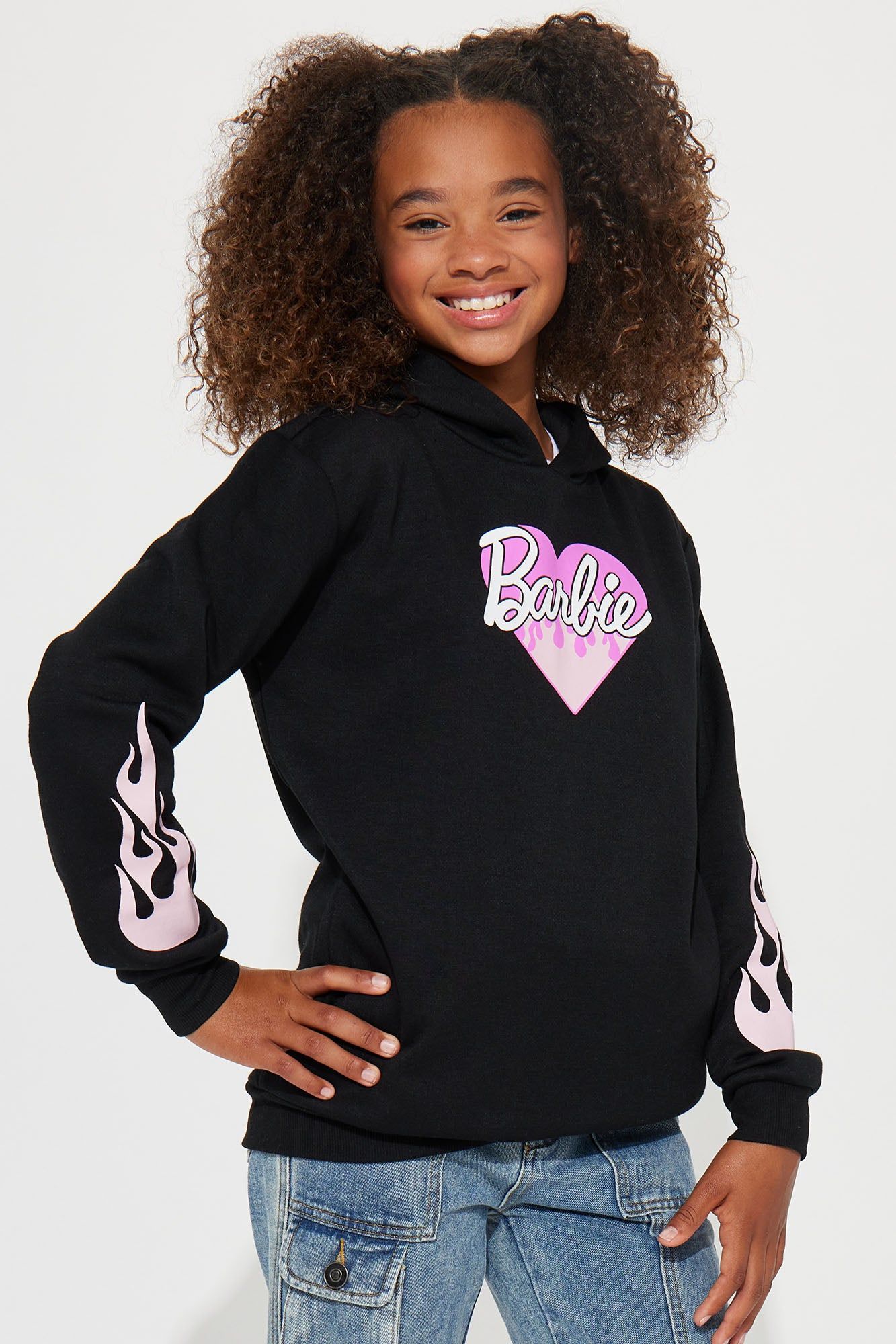 Mini Playing Heart To Get Barbie Hoodie - Black sold by Fashion Nova