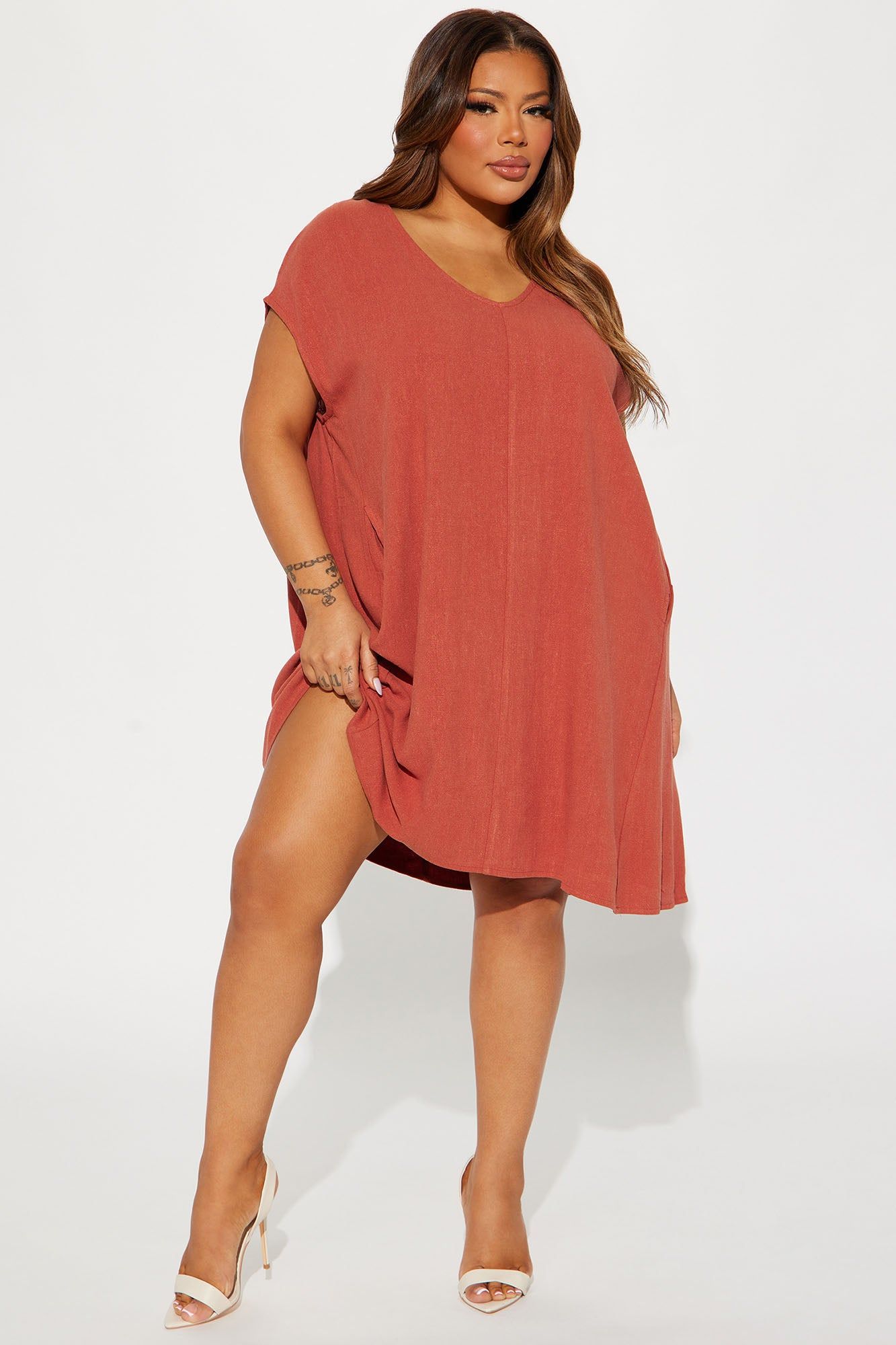 Nadene T-shirt Midi Dress - Rust sold by Fashion Nova product image thumbnail 5