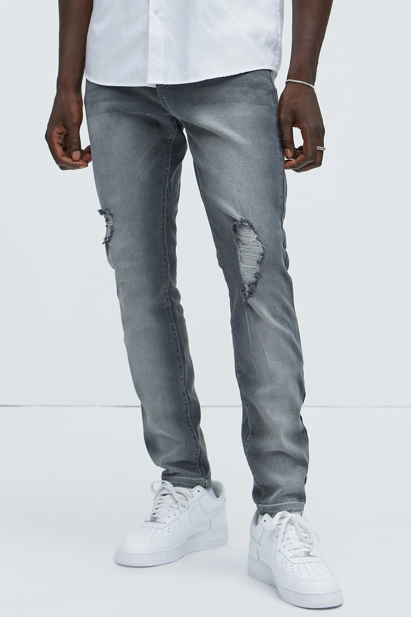 Take No L's Skinny Jean - Grey sold by Fashion Nova