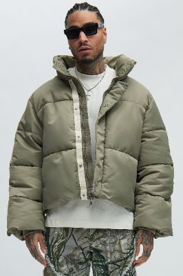 Norton Cropped Puffer - Olive sold by Fashion Nova