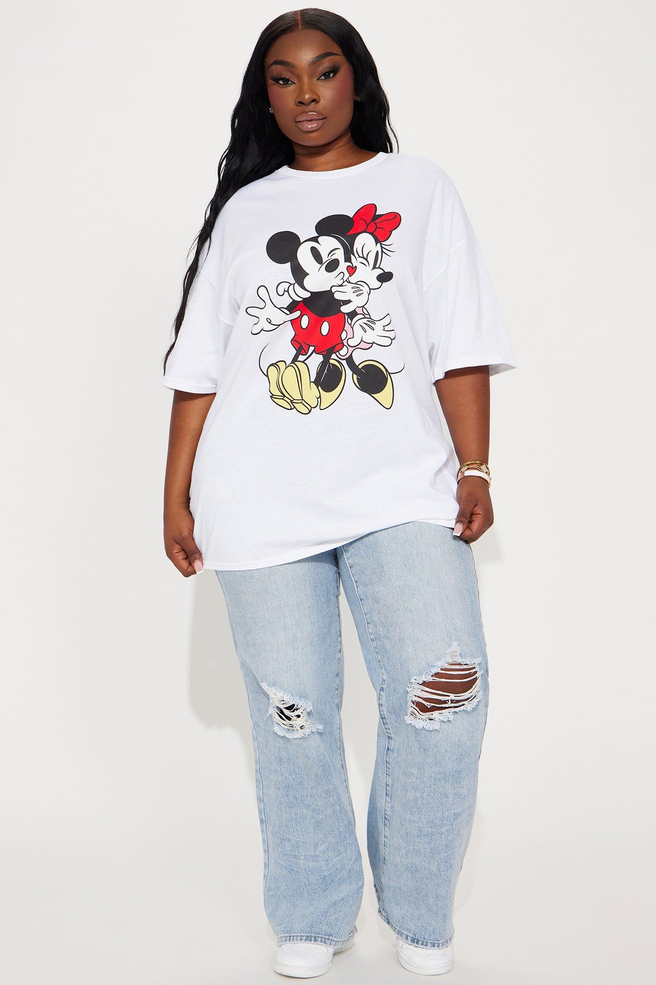 Kisses Mickey and Minnie Mouse Tee - White sold by Fashion Nova product image thumbnail 5