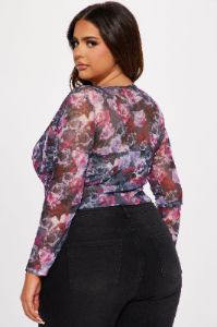 Odette Mesh Top - Purple/combo sold by Fashion Nova