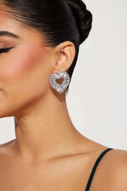 Match My Heart Earrings - Clear/Silver sold by Fashion Nova