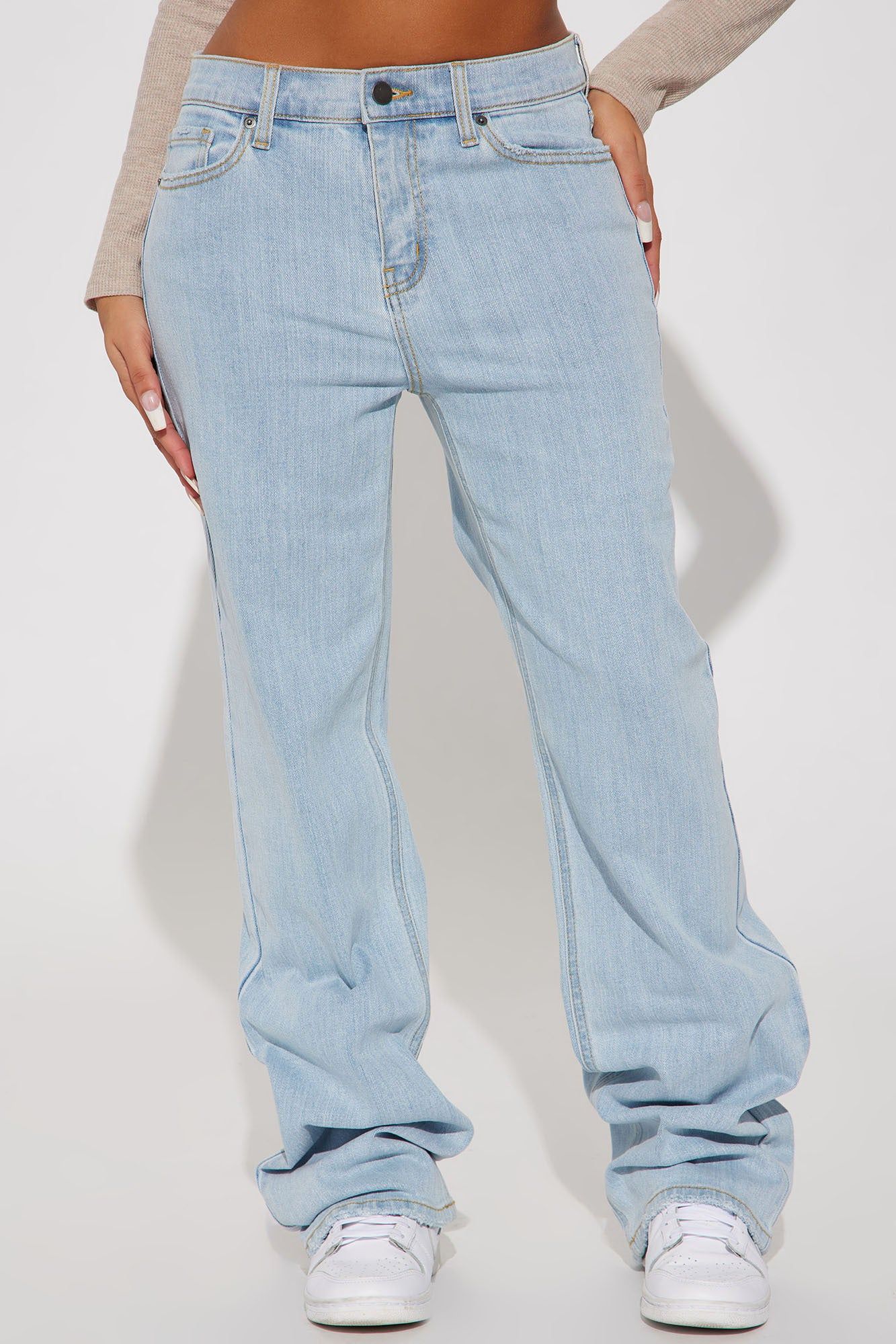 Be Authentic Slouchy Stretch Straight Leg Jeans - Light Wash sold by Fashion Nova product image thumbnail 2