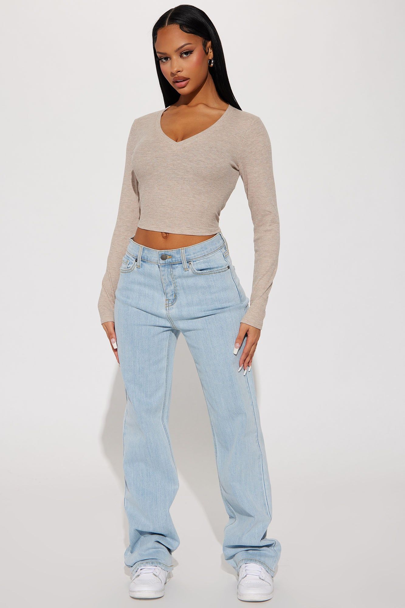Be Authentic Slouchy Stretch Straight Leg Jeans - Light Wash sold by Fashion Nova
