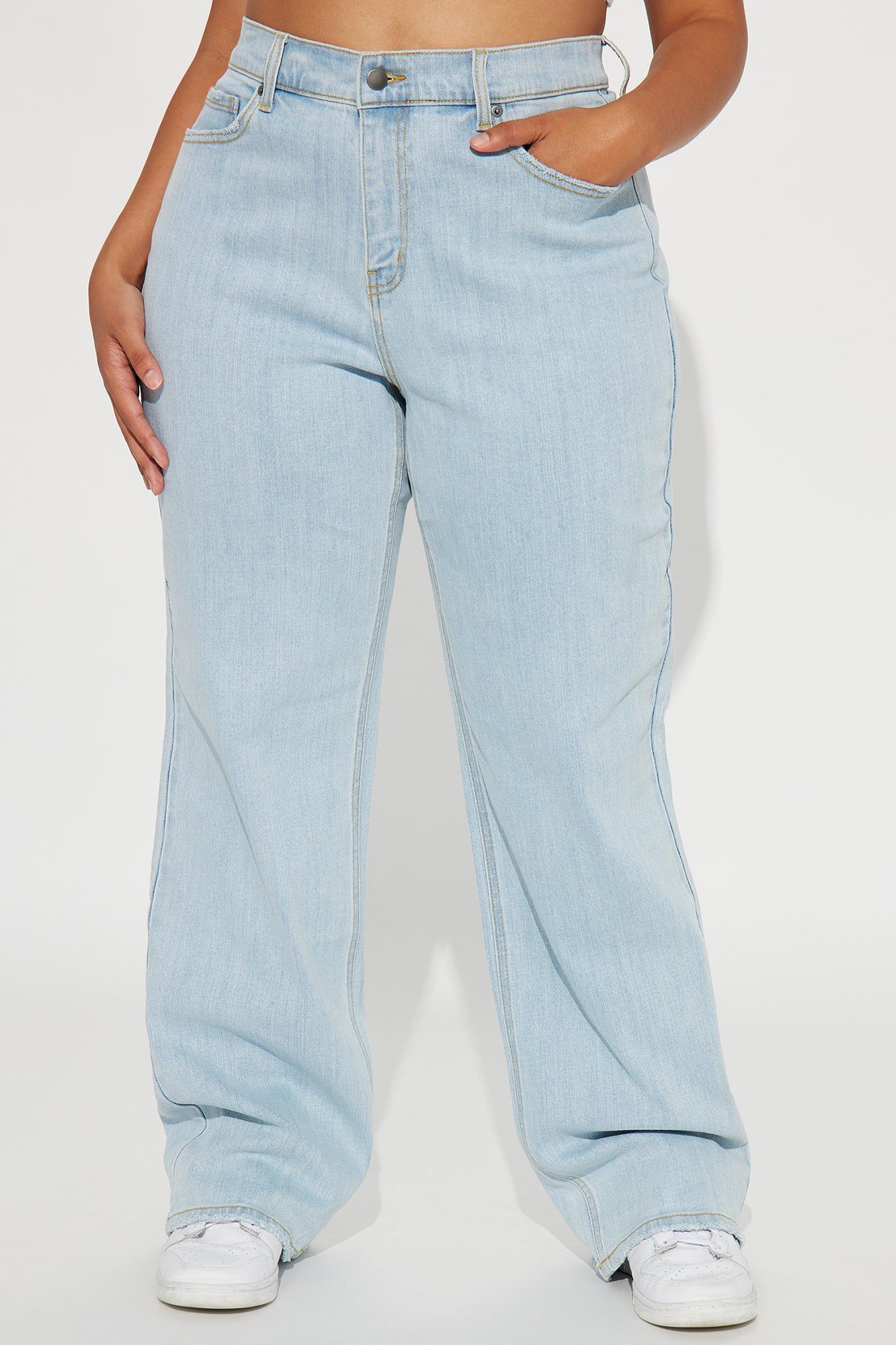 Be Authentic Slouchy Stretch Straight Leg Jeans - Light Wash sold by Fashion Nova product image thumbnail 5