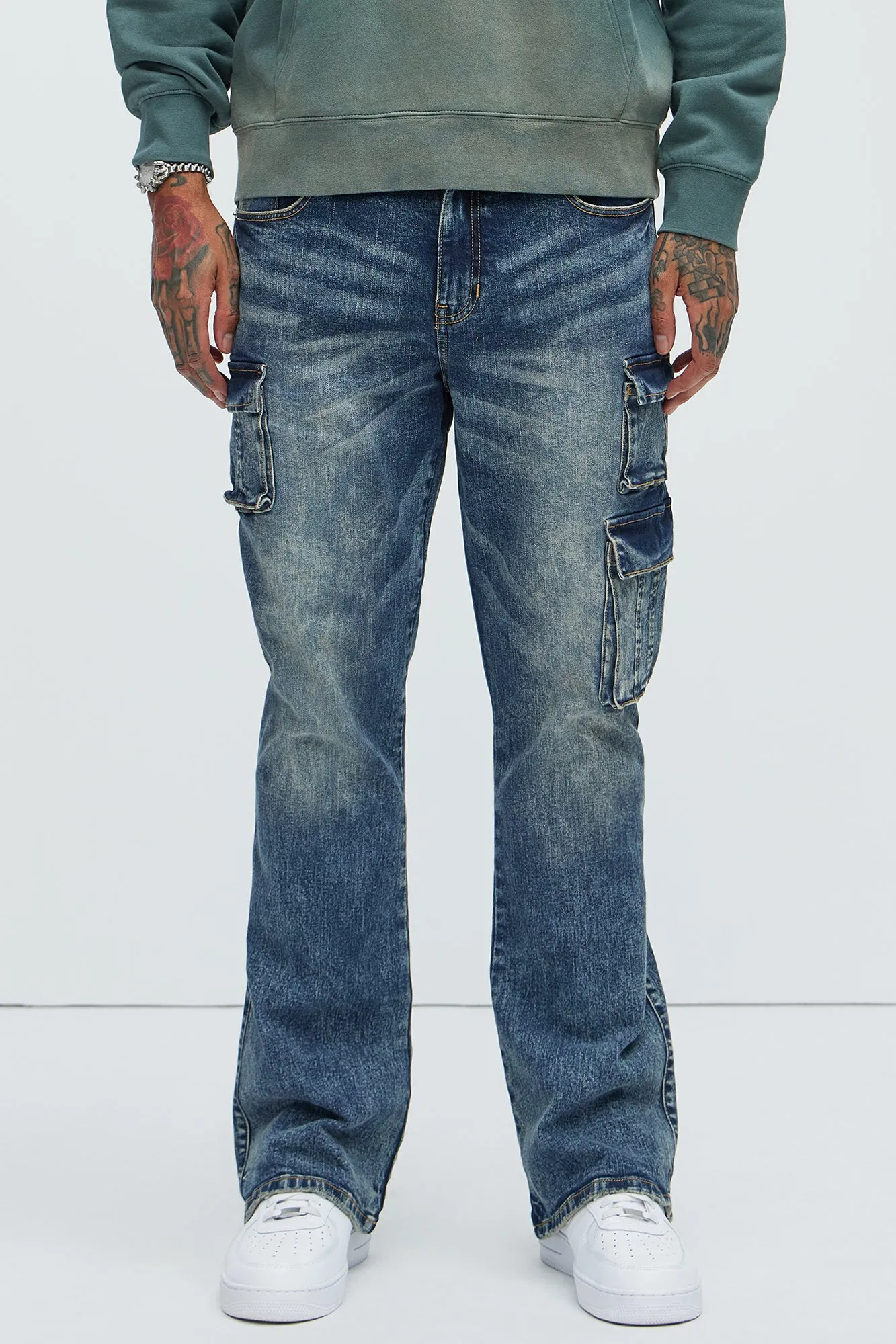 Mikey Slim Stacked Flare Jeans - Dark Wash sold by Fashion Nova