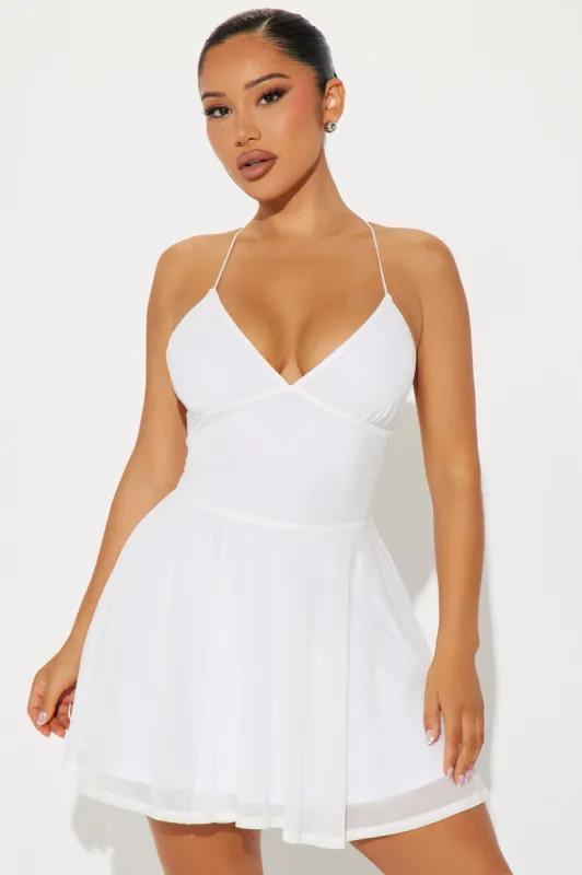 Monarch Mesh Micro Mini Dress - White sold by Fashion Nova