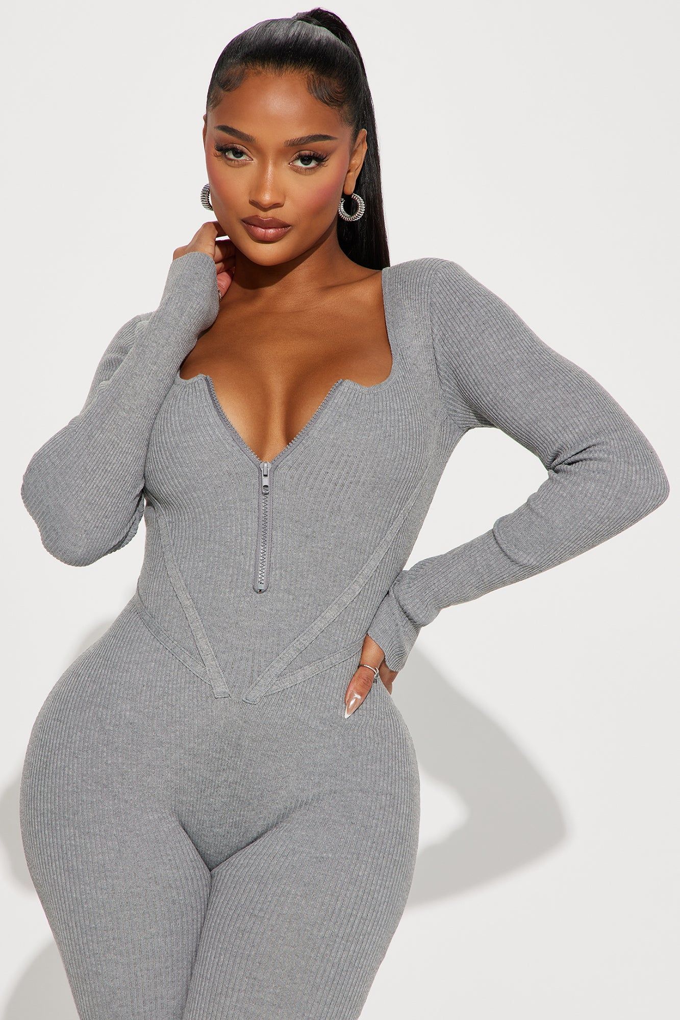 More About Me Sweater Jumpsuit - Heather Grey sold by Fashion Nova product image thumbnail 2