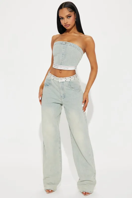 Get Lost Washed Denim Pant Set - Light Wash sold by Fashion Nova