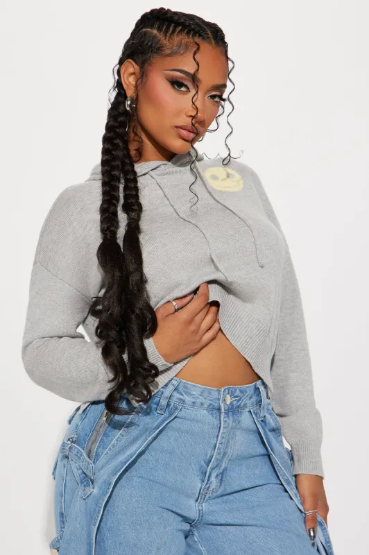 All Smiles Here Hooded Sweater - Grey/combo sold by Fashion Nova