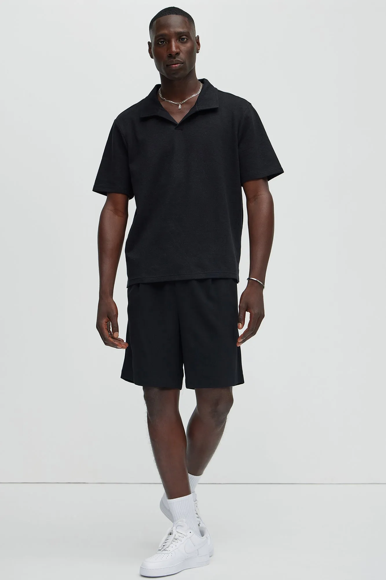 Duval Textured Knit Johnny Collar Shirt - Black sold by Fashion Nova product image thumbnail 2