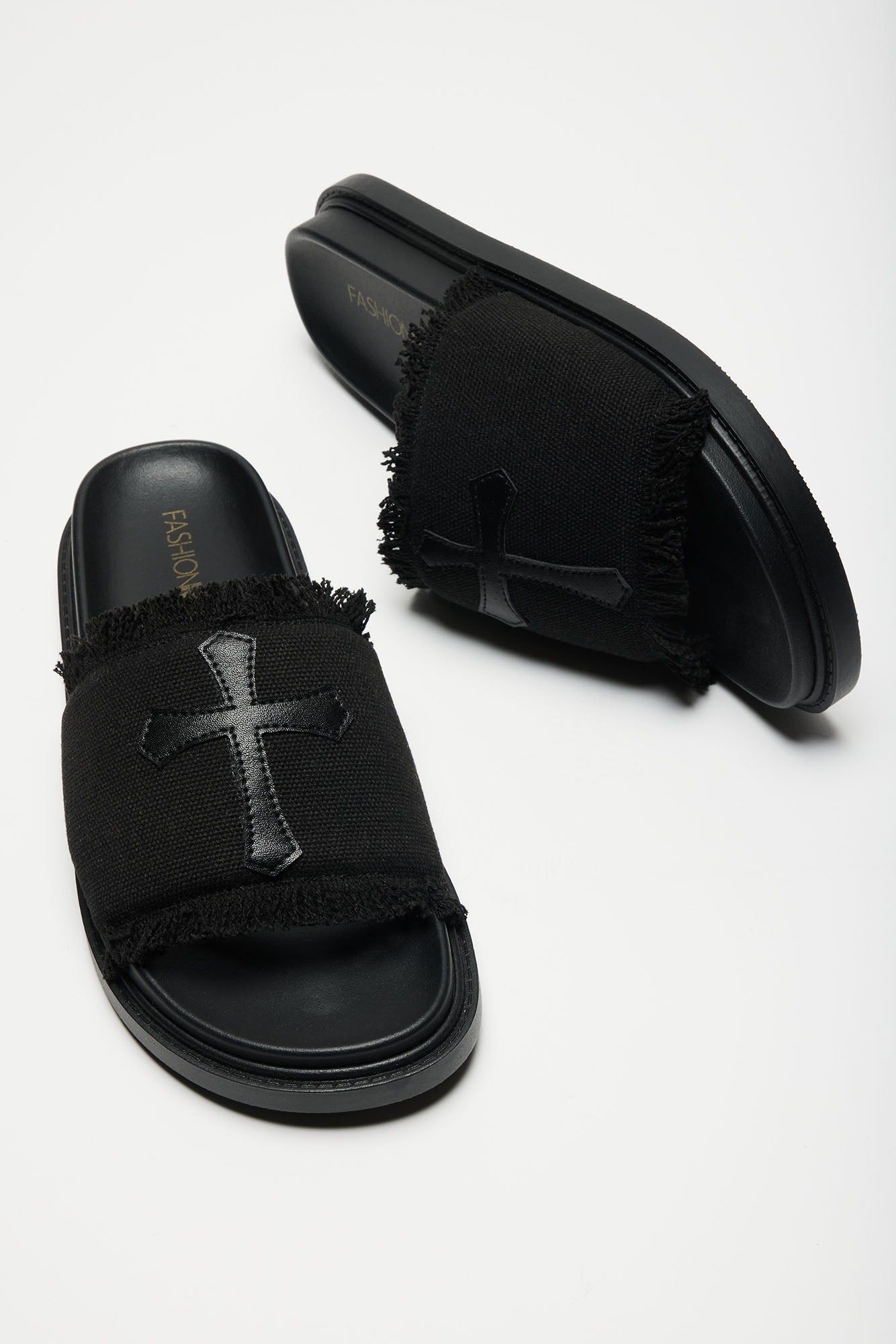 She's No Saint Flat Sandals - Black sold by Fashion Nova product image thumbnail 4