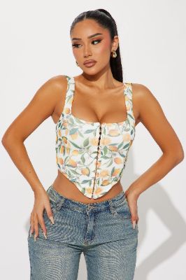 Life Gives You Lemons Corset Top - Ivory/combo sold by Fashion Nova