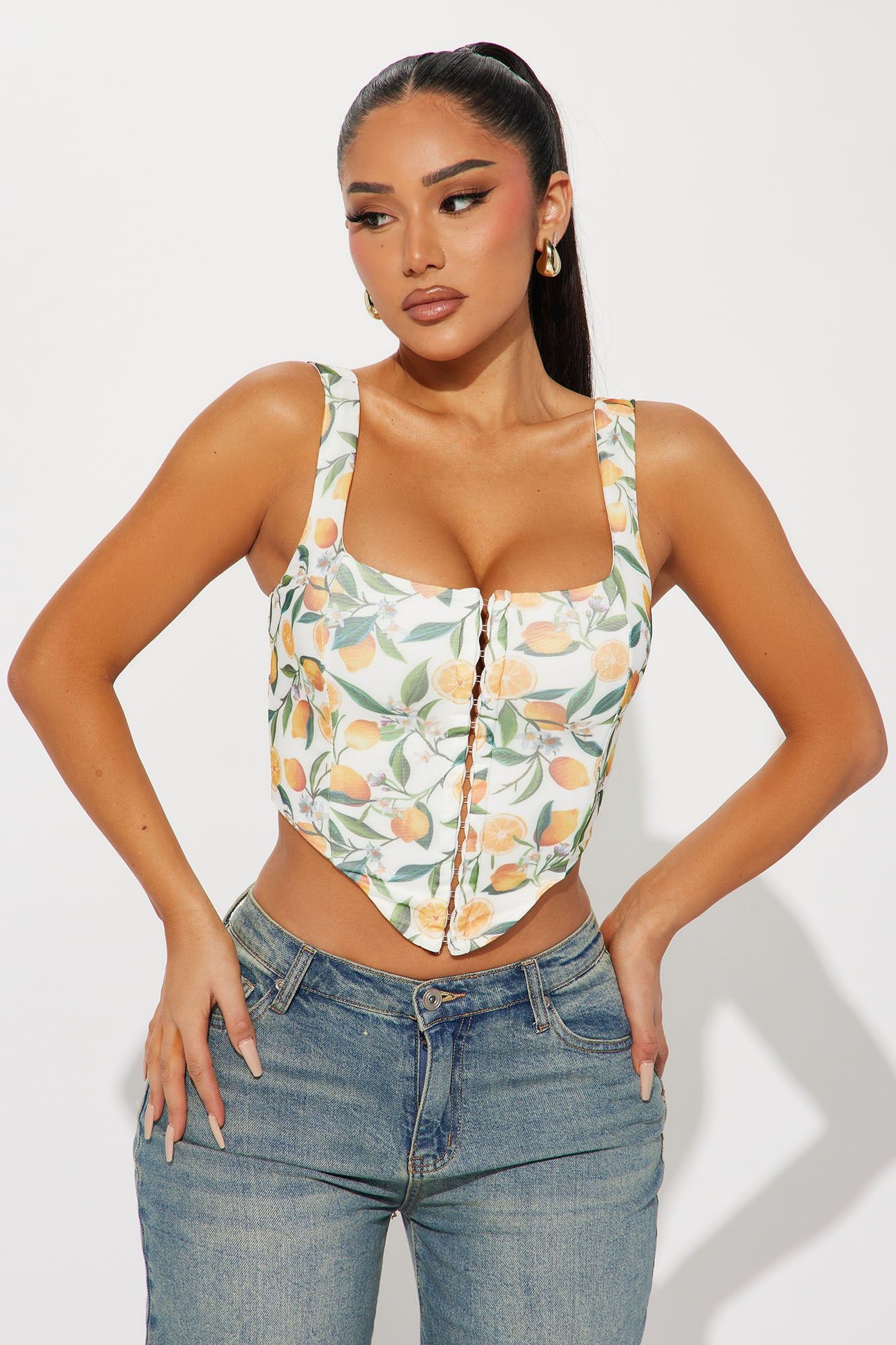 Life Gives You Lemons Corset Top - Ivory/combo sold by Fashion Nova