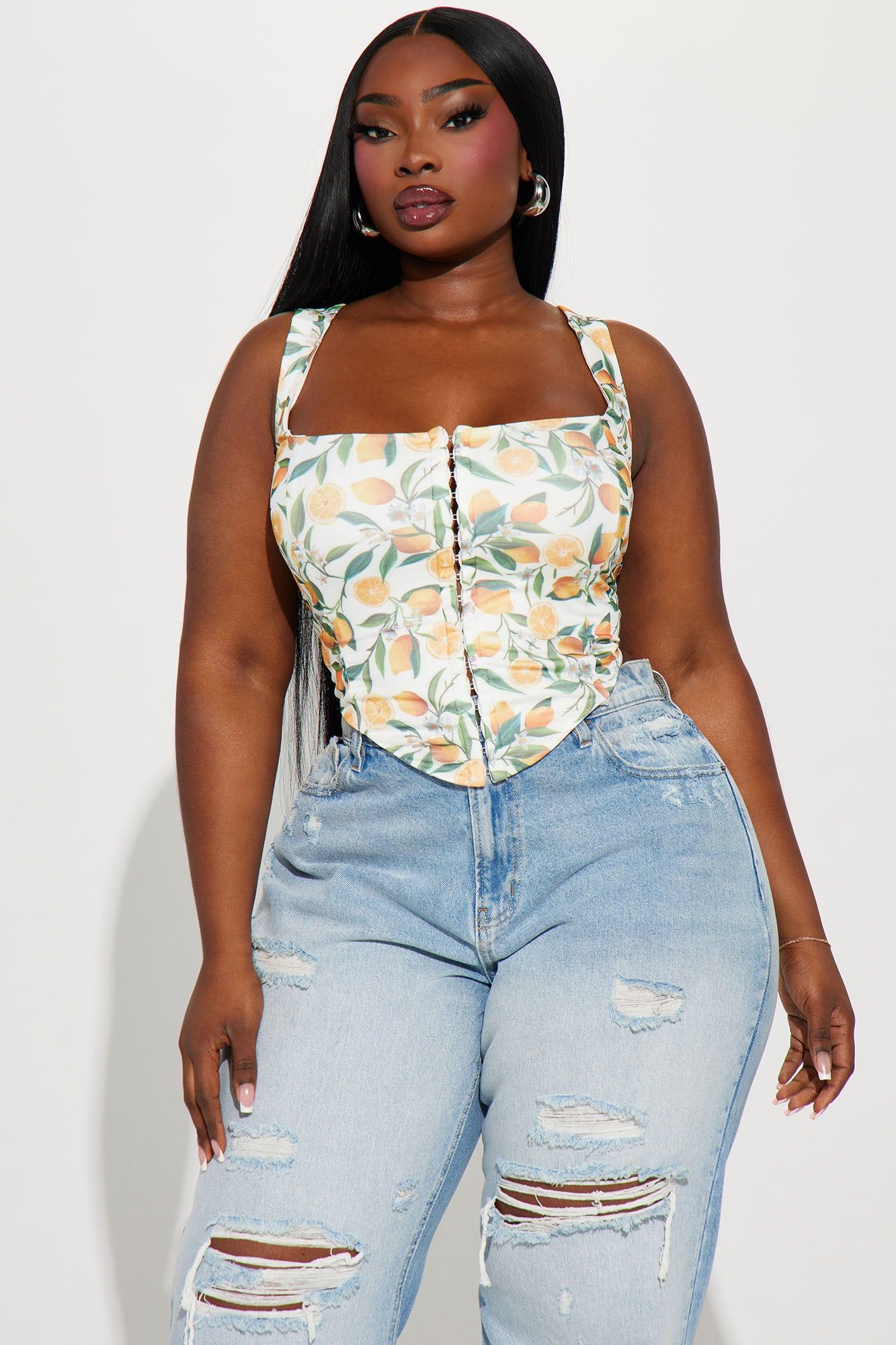 Life Gives You Lemons Corset Top - Ivory/combo sold by Fashion Nova product image thumbnail 4