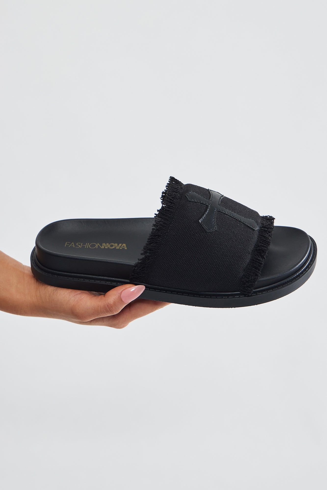 She's No Saint Flat Sandals - Black sold by Fashion Nova product image thumbnail 3