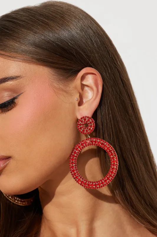 Pretty Perfect Drop Earrings - Gold/Red sold by Fashion Nova