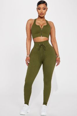 Feel The Burn Active Legging - Olive sold by Fashion Nova