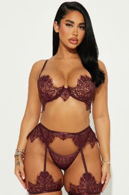 My Lover Lace 3 Piece Set - Wine sold by Fashion Nova