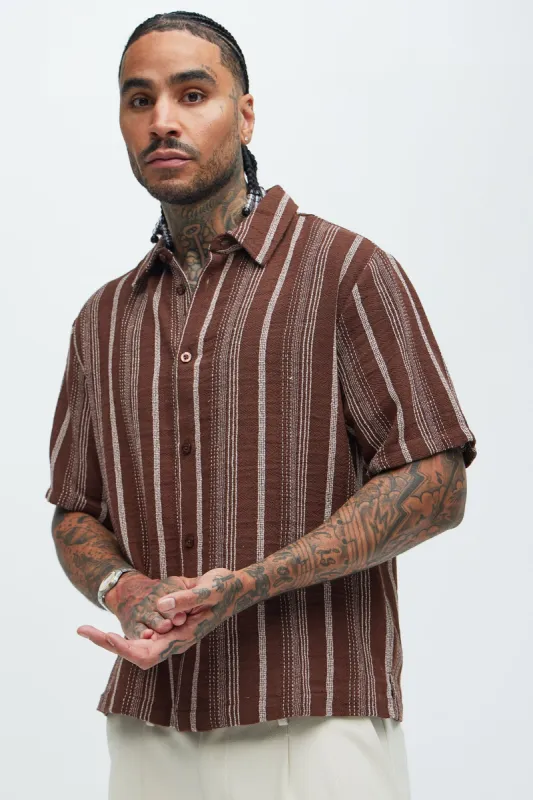 Stuart Stripe Shirt - Brown sold by Fashion Nova