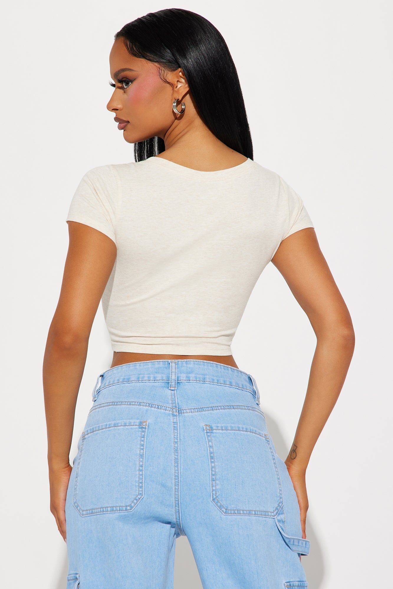 Amelia Scoop Neck Tee - Oatmeal sold by Fashion Nova product image thumbnail 3