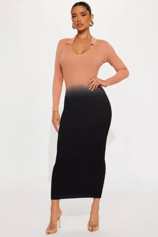 Fade Into You Sweater Maxi Dress - Tan/Multi sold by Fashion Nova