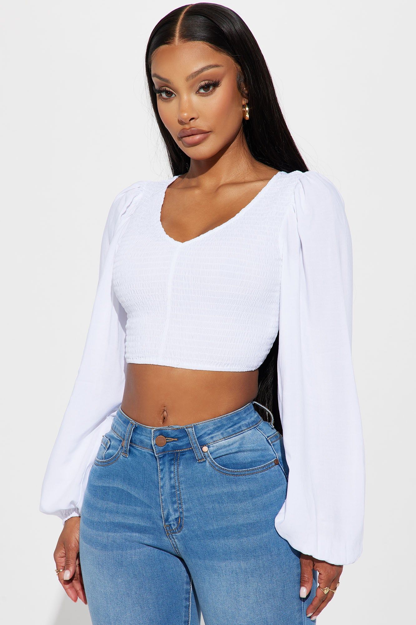 Timea Blouse Top - White sold by Fashion Nova