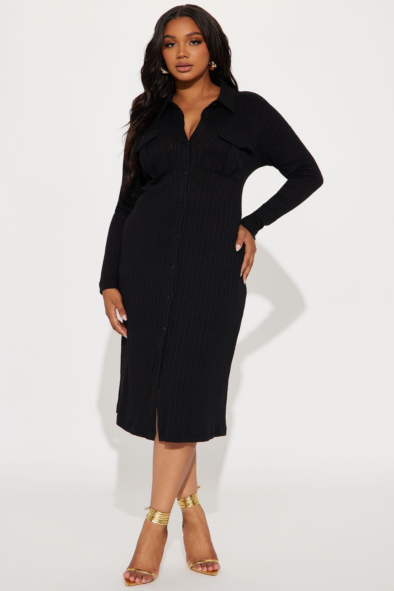 Barcelona Ribbed Midi Dress - Black sold by Fashion Nova product image thumbnail 4