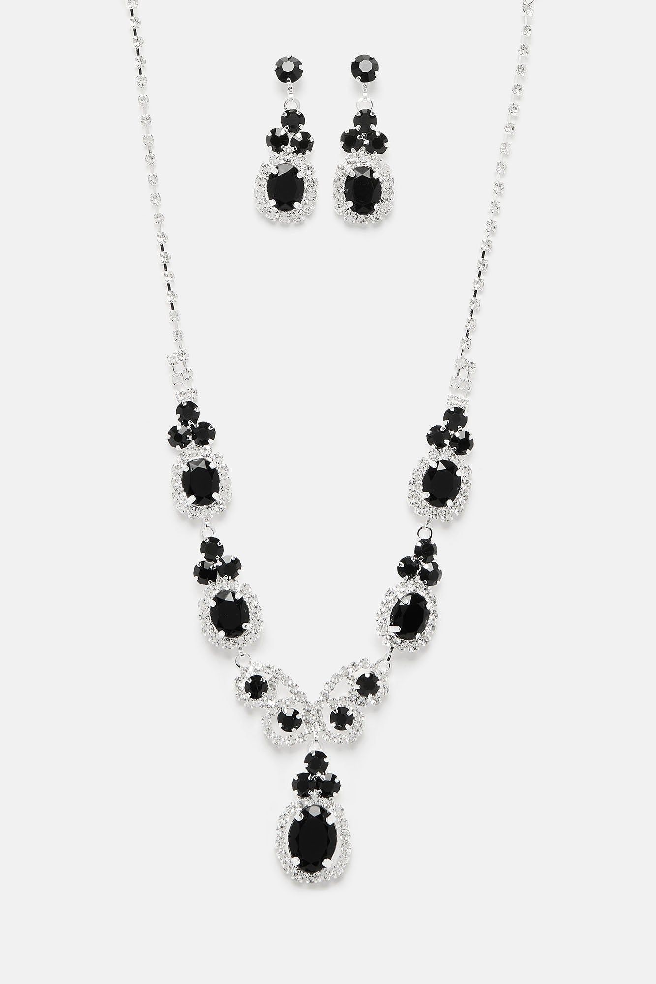 High Class Babe Necklace And Earring Set - Silver/Black sold by Fashion Nova product image thumbnail 3