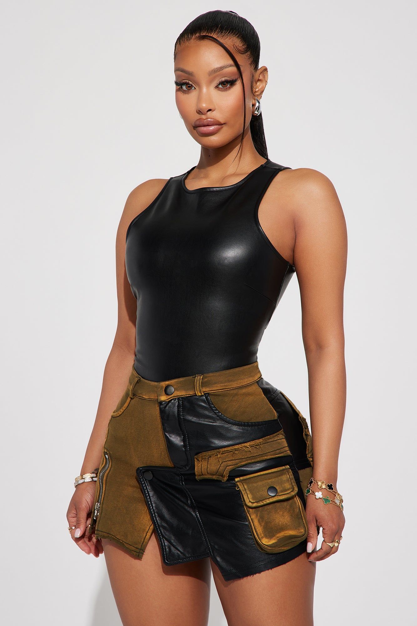 Never Look Back Faux Leather Bodysuit - Black sold by Fashion Nova product image thumbnail 3