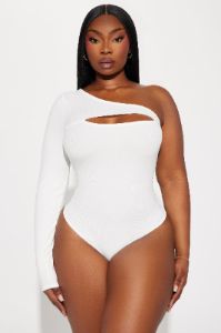 She's All That One Shoulder Bodysuit - Ivory sold by Fashion Nova