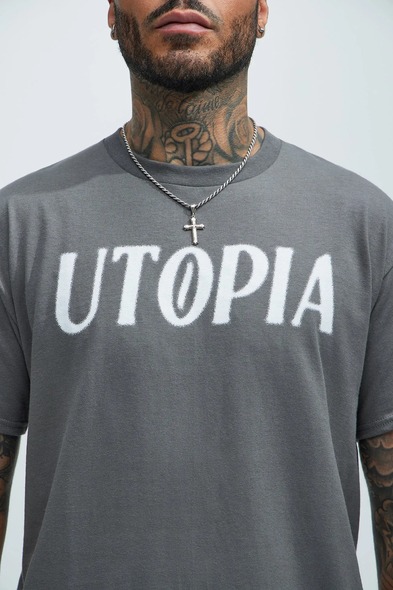 Utopia Now Short Sleeve Tee - Charcoal sold by Fashion Nova product image thumbnail 3