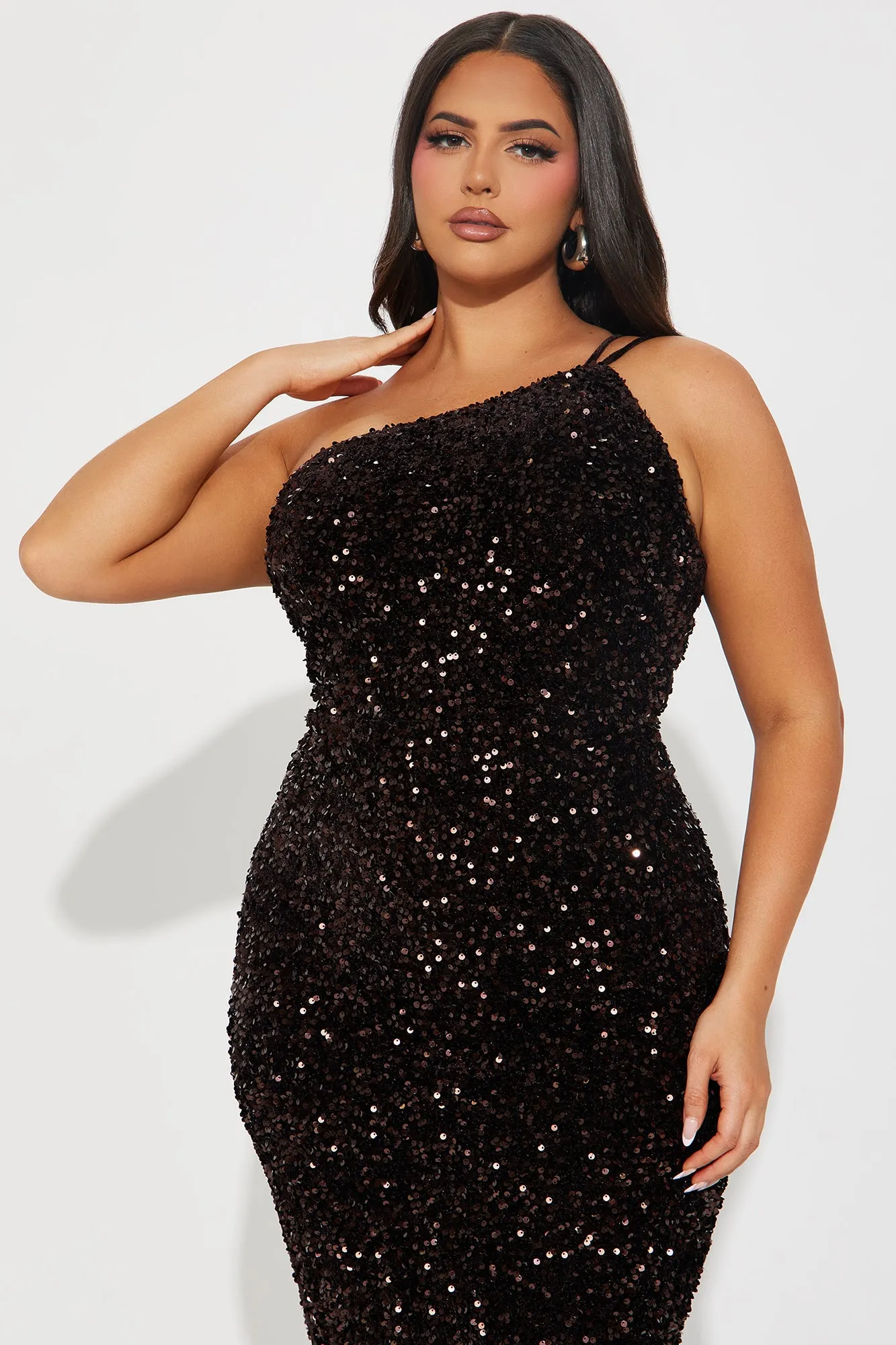 Forever Shining Sequin Maxi Dress - Chocolate sold by Fashion Nova product image thumbnail 5