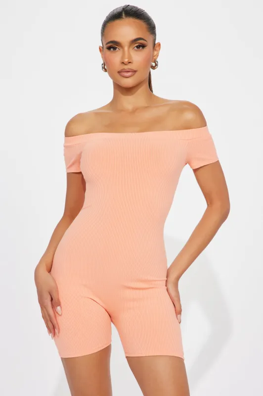 Gabby Snatched Romper - Coral sold by Fashion Nova