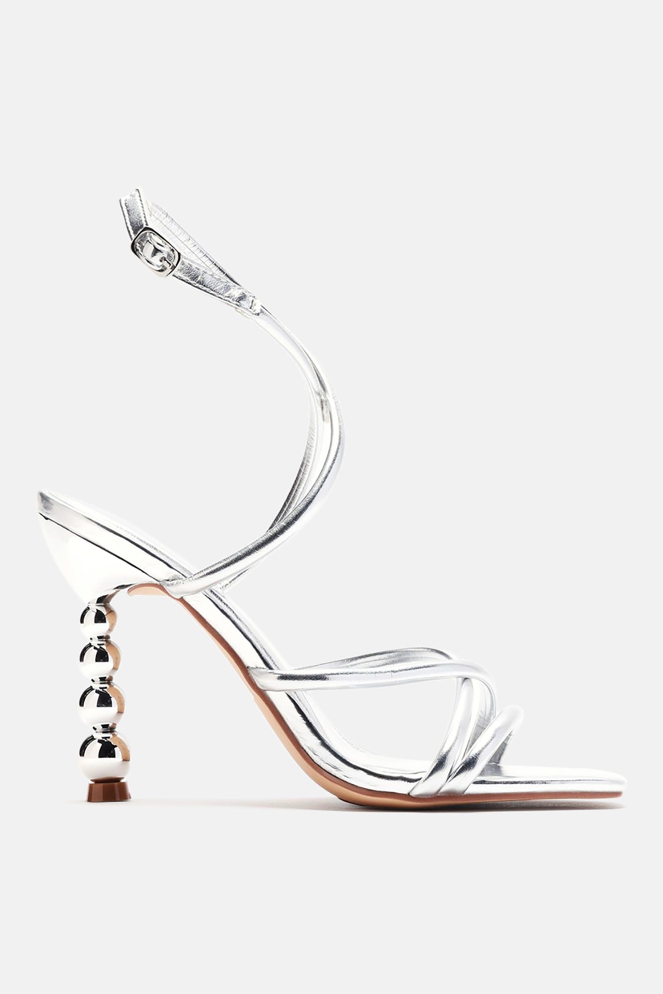 Simple Remedy Metallic Heeled Sandals - Silver sold by Fashion Nova