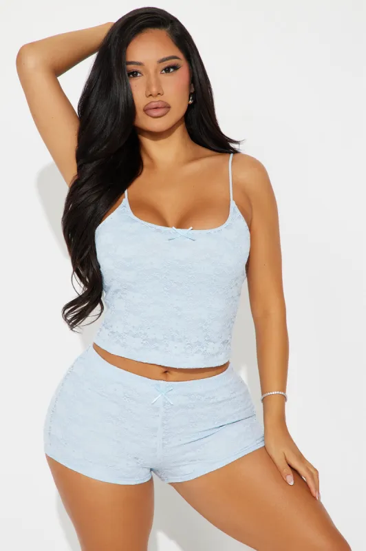 Stay Together Lace PJ Short Set - Light Blue sold by Fashion Nova