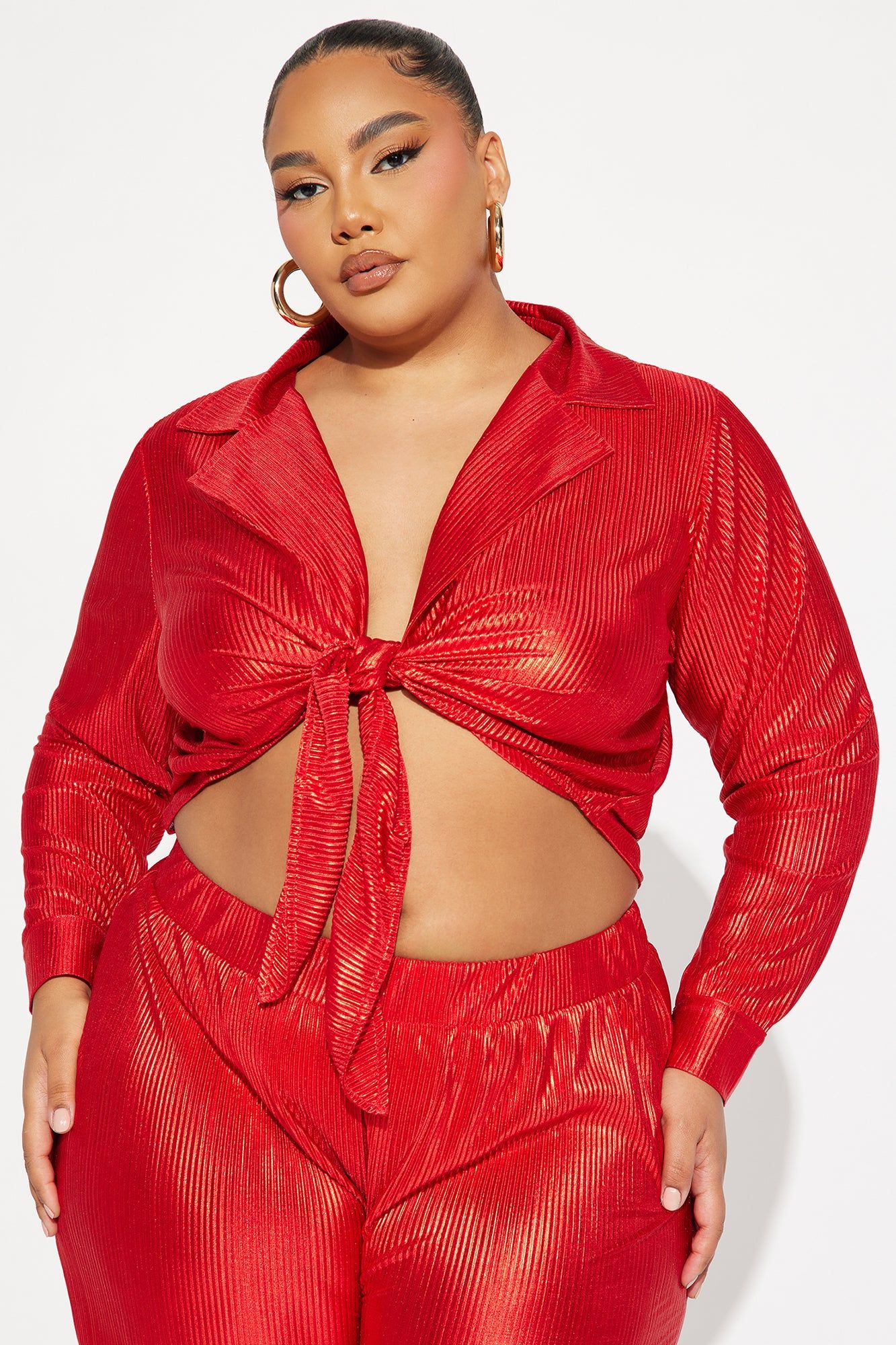 Social Season Plisse Pant Set - Red sold by Fashion Nova product image thumbnail 4