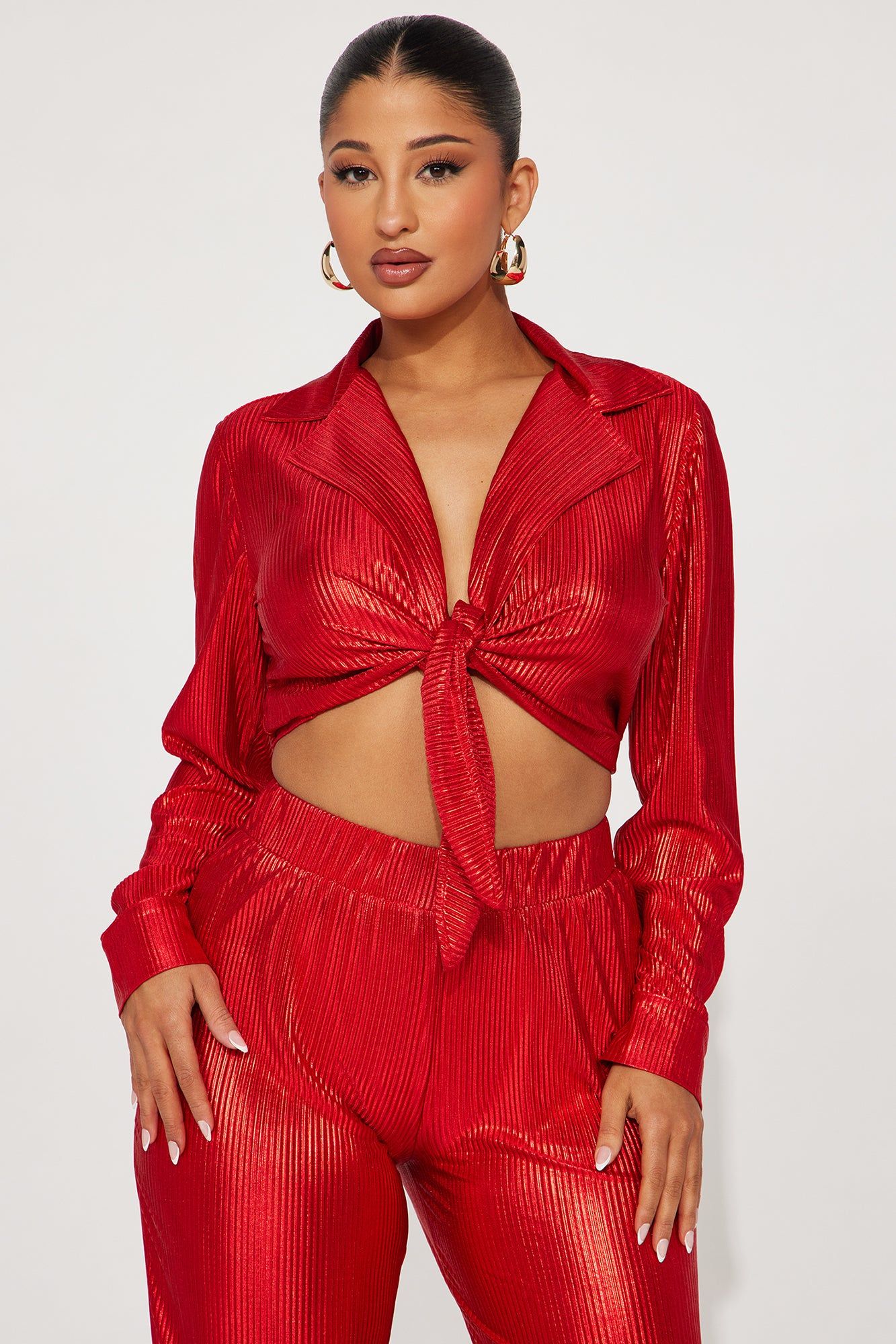 Social Season Plisse Pant Set - Red sold by Fashion Nova product image thumbnail 2